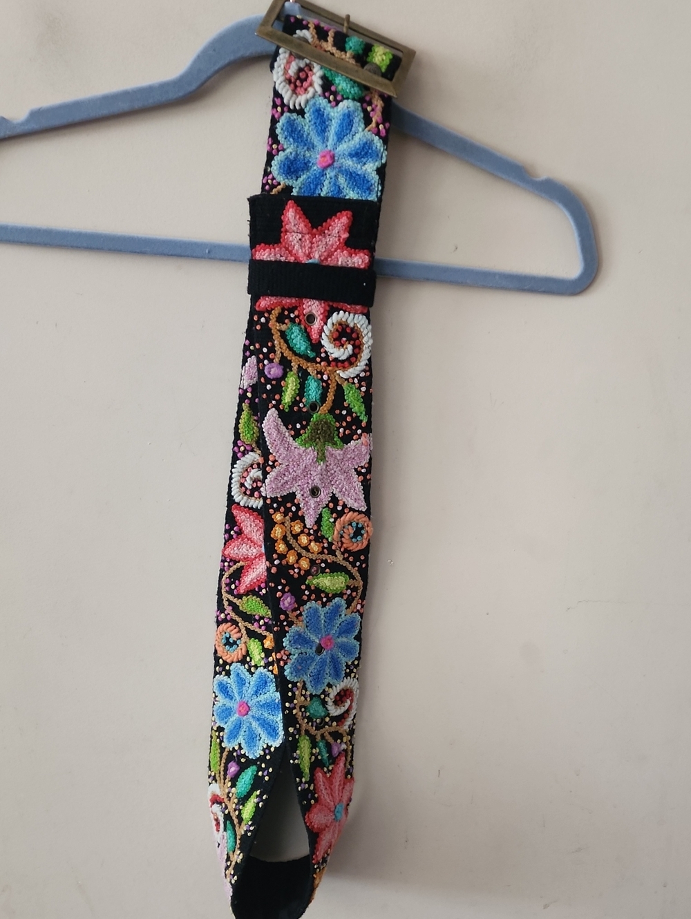Georgeous Embroidered Floral  Belt  in Black with Multiple Colors Flowers